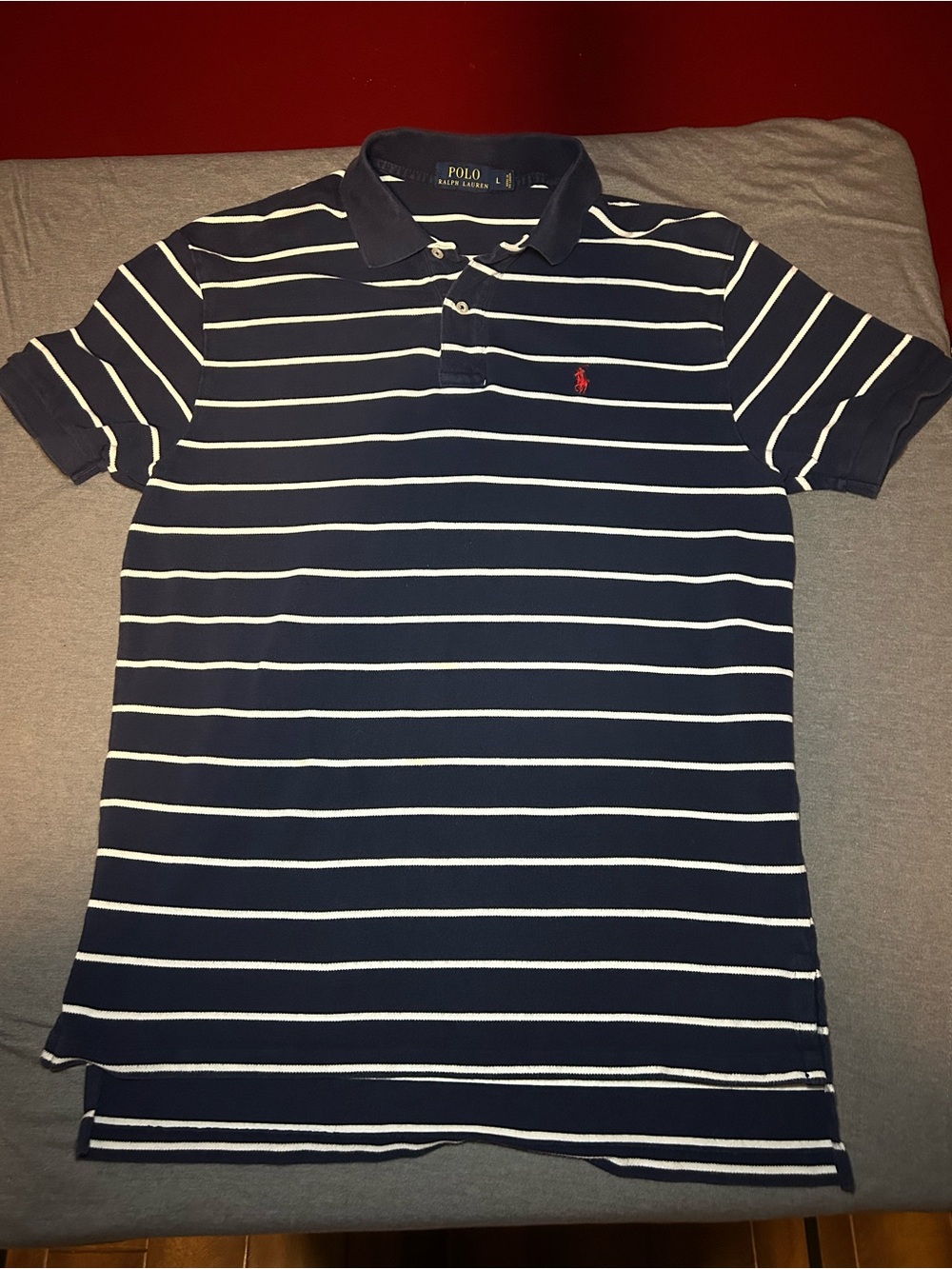 Polo by Ralph Lauren Navy with White Stripe Short-Sleeve Polo
